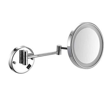 Imagem de LMJYU Espelho de parede para banheiro, espelho de barbear montado na parede 20 cm com carregamento USB espelho de maquiagem ampliação 3X espelho redondo de lado único