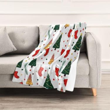Imagem de Wassud Cobertores e mantas de Natal 152 x 228 cm Doodle de árvore de Natal para sofá, cobertores quentes aconchegantes de lã de pelúcia para cama, sofá, cadeira, decoração de casa