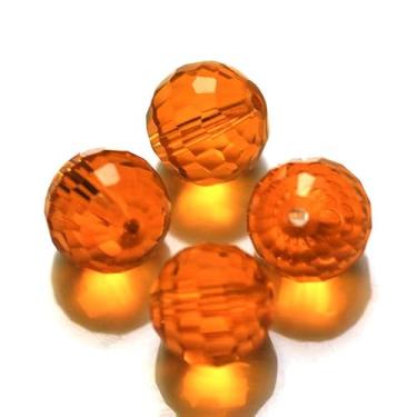 Imagem de SPRITEWELRY Contas de cristal austríaco de grau AAA de 10 mm, 50 peças, contas de cristal redondas facetadas, contas de vidro laranja brilhantes para sinos de vento, apanhador de sol, joias, faça você