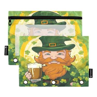 Imagem de Wassud Leprechaun com cerveja, pacote com 2, pastas de fichário com 3 furos, pasta organizadora de arquivos para casa, escritório