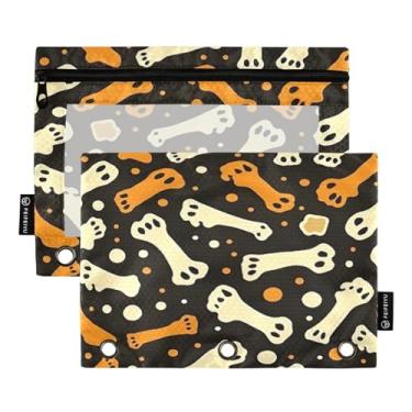 Imagem de Wassud Pastas de fichário com 3 furos de bolso com design de osso laranja pasta organizadora de arquivos para escritório em casa, pacote com 2