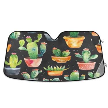 Imagem de Qilmy Cactus Vaso Planta Para-brisa Carro Para-brisa, Protetor de Viseira Dobrável Mantém Frio Bloqueia Raios UV e Acessórios para Proteger Carros, SUVs, Caminhões-L2156