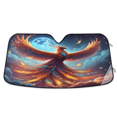 Imagem de STAYTOP Linda Fênix de Bombeiros Para-brisa Para-brisa Protetor de Viseira Dobrável Mantém Frio Bloqueia Raios UV e Acessórios para Proteger Carros, SUVs, Caminhões-(P)