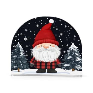 Imagem de Qilmy Bonito suporte de guardanapo de gnomos de Natal para mesas, porta-guardanapos de papel de placa acrílica elegante, dispensador de papel de seda independente moderno para jantar, sala de estar