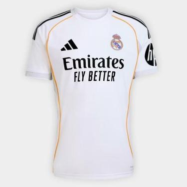 Imagem de Camisa Real Madrid Home 25/26 s/n Torcedor Adidas Masculina, Branco, M
