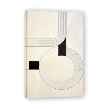 Imagem de Arte em tela minimalista de formas simples: Serenidade tons neutros grande área em branco para decoração de espaço calmo 19 x 30 cm emoldurada