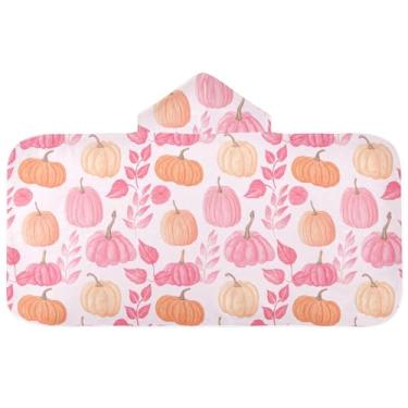 Imagem de Burbuja Toalha de banho com capuz de laço rosa para crianças, toalha de praia de pelúcia macia absorvente para chá de meninas e meninos 3-10 anos, 61 x 127 cm