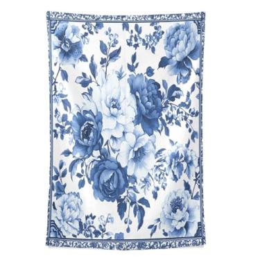 Imagem de STAYTOP Tapeçaria de parede retrô azul para decoração de casa decoração de dormitório sala de estar quarto tapete de parede (60 × 40 pol)