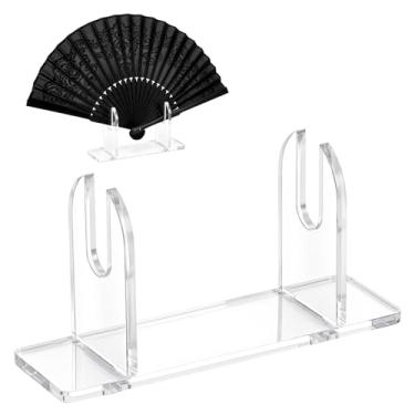 Imagem de Zelphvt Suporte de exibição de ventilador de 2 peças, suporte de ventilador de mão de acrílico transparente para exibição de ventiladores portáteis dobráveis