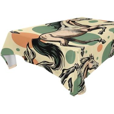 Imagem de Burbuja Toalha de mesa de cavalos de corrida, toalha de mesa quadrada anti-rugas grossa para decoração de jantar, cozinha, festa, 152 x 152 cm