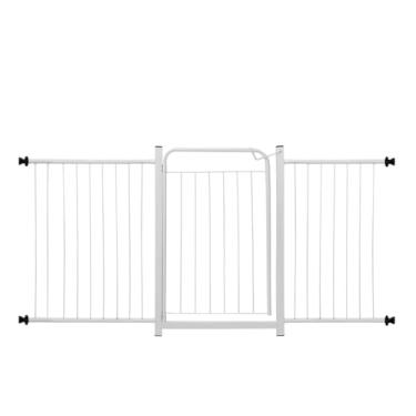 Imagem de Portão Para Cachorro Cercado Pet Criança Bebê Grade Proteção Portas Parede Segurança Vários Tamanhos (Branco, Portão com 2 ext. de 40cm e 1 de 10cm)