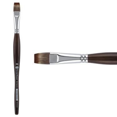 Imagem de Borciani e Bonazzi Pincel sintético Unico Mongoose Artist – Série 801 liso – Tamanho nº 16 – Aquarelas, óleo e tinta acrílica – Feito à mão na Itália, design antiderrapante, cabo médio ergonômico