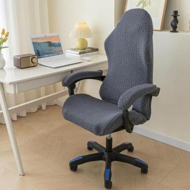 Imagem de Capas sólidas para poltrona, capa de assento lavável à prova de poeira para cadeira de jogos, protetor decorativo de poliéster macio, design de zíper, uso versátil, ajuste universal - cinza escuro||