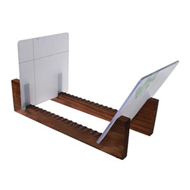Imagem de Suporte para armazenamento de CDs Suporte de armazenamento discos vinil, 50pa, empilha até 20 álbuns, suporte madeira com extremidades acrílicas transparentes, mesa moderna, portátil, racks gravação