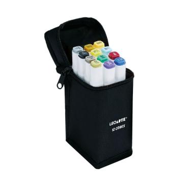 Imagem de Kit Marcador Artístico Duas Pontas Com Estojo Zíper Leonora 12 Cores