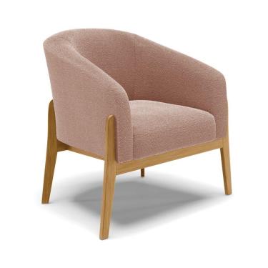 Imagem de Poltrona Decorativa Base Madeira Stella Bouclê Rosê D03 - D'rossi