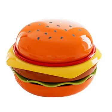 Imagem de Asixxsix Conjunto de Pratos de Hambúrguer Empilháveis, Pratos de Aperitivo Pequenos Em Formato de Hambúrguer de Plástico ABS, Pratos de Sobremesa, Talheres para Molho de Hambúrguer, Molho (Preta)