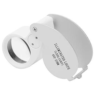 Imagem de Cryfokt Lupa de Joias Iluminada Portátil 40X para Detectar, Examinar Diamantes, Moedas e Joias para Amadores, Crianças - Alumínio/ABS