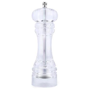 Imagem de Moedor Saleiro Sal Pimenta Acrílico Grande 150ml Churrasco - Cerâmica Ajustável Fina Grossa, Transparente Durável Temperos