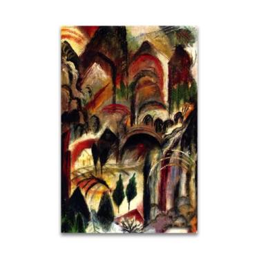 Imagem de RYLJCZ Reprodução de pinturas famosas de Albert Bloch - (Túnel da montanha) Impressão em tela Arte de parede para decoração de sala de estar (80 x 120 cm (31,5 x 47,3 pol)/sem moldura)