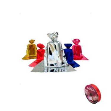 Imagem de Kit Saco Metalizado 15x30cm com 50 Unidades e Fita Cetim 15mm x 50 Metros