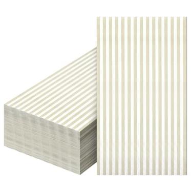 Imagem de Janlaugh 100 guardanapos de papel lisos listrados, toalhas de mão de papel descartáveis para convidados decorativos, guardanapos de higiene pessoal marrom para banheiro, chuveiro, vaso sanitário