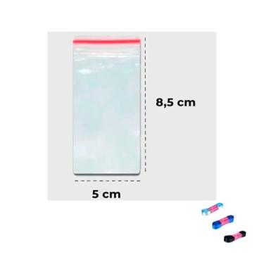 Imagem de Kit Saco Zip 05x8,5cm 100 Unidades Com Fita Cetim 15mmx10mts