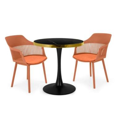 Imagem de Conjunto Mesa de Jantar Redonda Majestic 70cm Preta com 2 Cadeiras Est