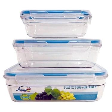 Imagem de Kit 3 Potes Herméticos com Trava de Segurança Redondo ou Retangular Pl