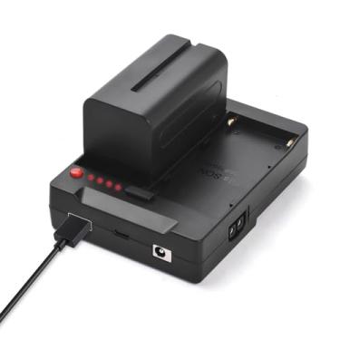 Imagem de ASHATA Bateria NP F para Placa de Montagem V Lock V, 2 Slots Adaptador de Alimentação V Lock Placa de Montagem Conversor de Bateria Com Saídas USB A Tipo C DC D TAP, para NP F970 F750