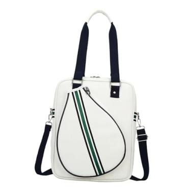 Imagem de Generic Bolsa de tênis tipo tote, bolsa para raquete de tênis para homens e mulheres, impermeável, ideal para sessões de exercícios ao ar livre, Bolsa Transversal Branca