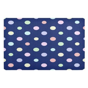 Imagem de Joisal Tapete de porta frontal colorido colorido de bolinhas azul entrada interna antiderrapante tapete de porta de boas-vindas 81 x 50 cm tapete de chão