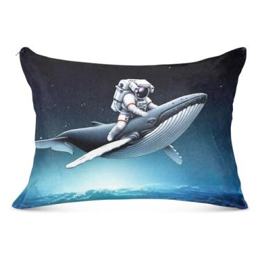 Imagem de Funny Astronaut Cute Whale Large Decorative Pillow Case Zipper Long Standard Queen King Body Size Pillow Sham, Tamanho do corpo, 53 cm x 137 cm