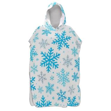 Imagem de TSENQUE Poncho de surfe trocador de roupão para adultos praia moletom toalha de natação reutilizável masculino poncho com capuz azul cinza flocos de neve branco