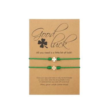 Imagem de Blue Drop Pulseiras de Dia de São Patrício para mulheres, trevo trevo, verde, trançadas, empilháveis, pulseiras da amizade, joias da sorte, acessórios irlandeses para o dia de São Patrício, IN, Sem