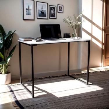 Imagem de Escrivaninha Industrial para Home Office – Mesa para Notebook e Computador com Estrutura em Ferro e Tampo MDF(BRANCA)