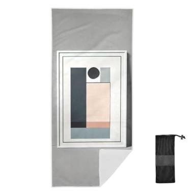 Imagem de Joitme Toalha de praia bege com moldura minimalista para mulheres, tamanho M, toalha de natação, toalhas de praia sem areia