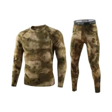 Imagem de Conjunto De Roupa Térmica Masculina De Compressão Em Fleece Secagem Rá