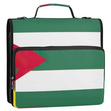 Imagem de Fichários coloridos de 3 cm com 3 anéis resistentes com bandeira de Guadalupe com zíper organizador de portfólio e estojo para pasta de anéis, bolsa para fichário de ensino médio com alça