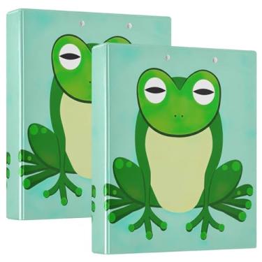 Imagem de Fichários personalizados de desenho de sapo verde com 3 anéis de 3 cm comporta 200 folhas, pastas de caderno, anel redondo, fichário resistente, 31,5 x 27 x 6 cm, pacote com 2
