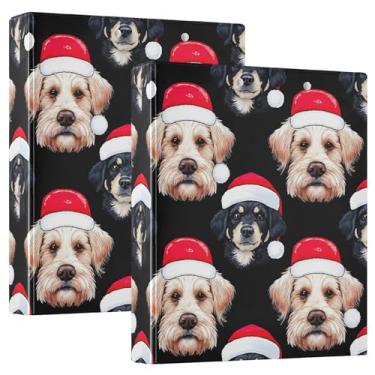 Imagem de Fichários personalizados de Papai Noel preto com 3 anéis de 3 cm para 200 folhas, pastas, portfólio, impressão, anel, planificador, 31,5 x 27 x 6 cm, 1 pacote