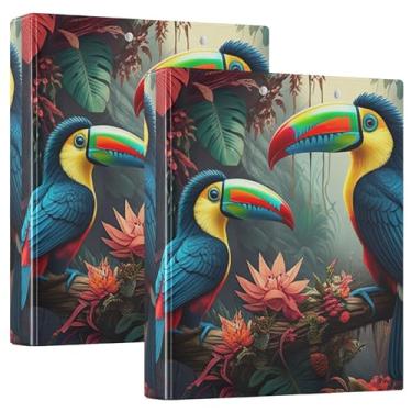 Imagem de Toucans Image Wild Flowers 3 fichários com 3 anéis comporta 200 folhas fofas 3 pastas de anel redondo fichário resistente, 31,5 x 27 x 6 cm, pacote com 2