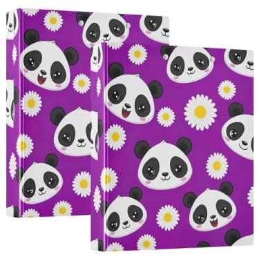 Imagem de Fichários de 3 anéis personalizados de panda de desenho animado fofo de 3 polegadas, comporta 200 folhas, caderno, impressão, anel redondo, fichário de escritório, 31,5 x 27 x 6 cm, 1 pacote