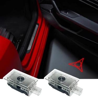 Imagem de 2 peças de luzes LED com logotipo para porta de carro, cortesia, projetor a laser, lâmpada de boas-vindas compatível com Dodge Charger Daytona Hellcat acessórios para carro (vermelho)