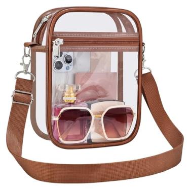 Imagem de UEASE Bolsa transparente aprovada pelo estádio para mulheres, bolsa transversal transparente para eventos em estádios, shows, festivais, Marrom café, Small
