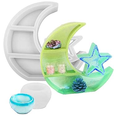 Imagem de AFUNTA 2 peças caixa de armazenamento lua estrela molde de resina, molde de bandeja de silicone, moldes de resina epóxi para organizador de joias faça você mesmo, rack de armazenamento, rack de