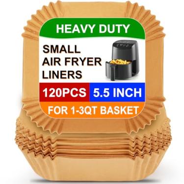Imagem de BYKITCHEN Forros pequenos para fritadeira a ar de 1 a 3 QT, mini folha de papel pergaminho de 14 cm, compatível com CHEFMAN 2 Quart, Cosori 2,1QT, Dash 2,6Qt, Instant Pot Vortex 2QT Airfryer (120