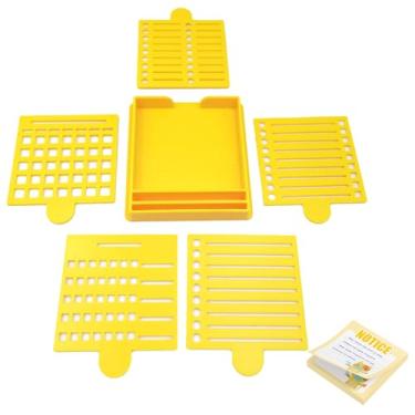 Imagem de Suporte de notas adesivas compatível com notas Post It, estêncil de notas adesivas com cinco modelos, adequado para notas adesivas de 7 x 7 cm, organizador de bloco de notas com modelo de desenho de