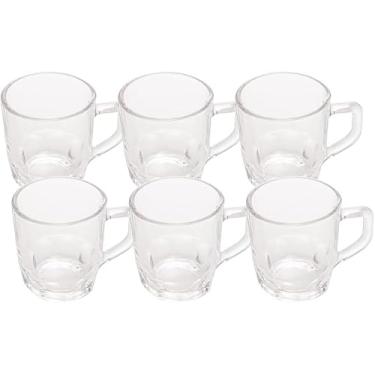 Imagem de Conjunto 6 Xícaras de Vidro com Alças, 90 ml, Grosso e Resistente, Transparente