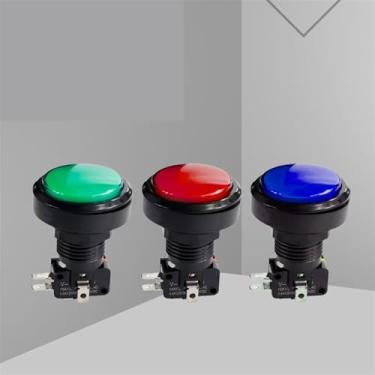 Imagem de Interruptor de botão de pressão de cabeça grande 41 mm acessório de máquina clique redefinir momentânea peça de energia 1NO 1NC 15A 250VAC (verde, 1 peça_SEM luz)